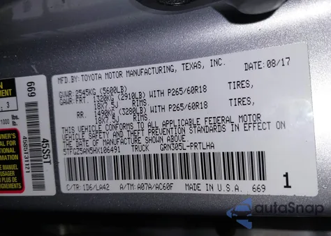 2017 Toyota Tacoma Limited z USA, uszkodzony, nr VIN 5TFGZ5AN5HX106491